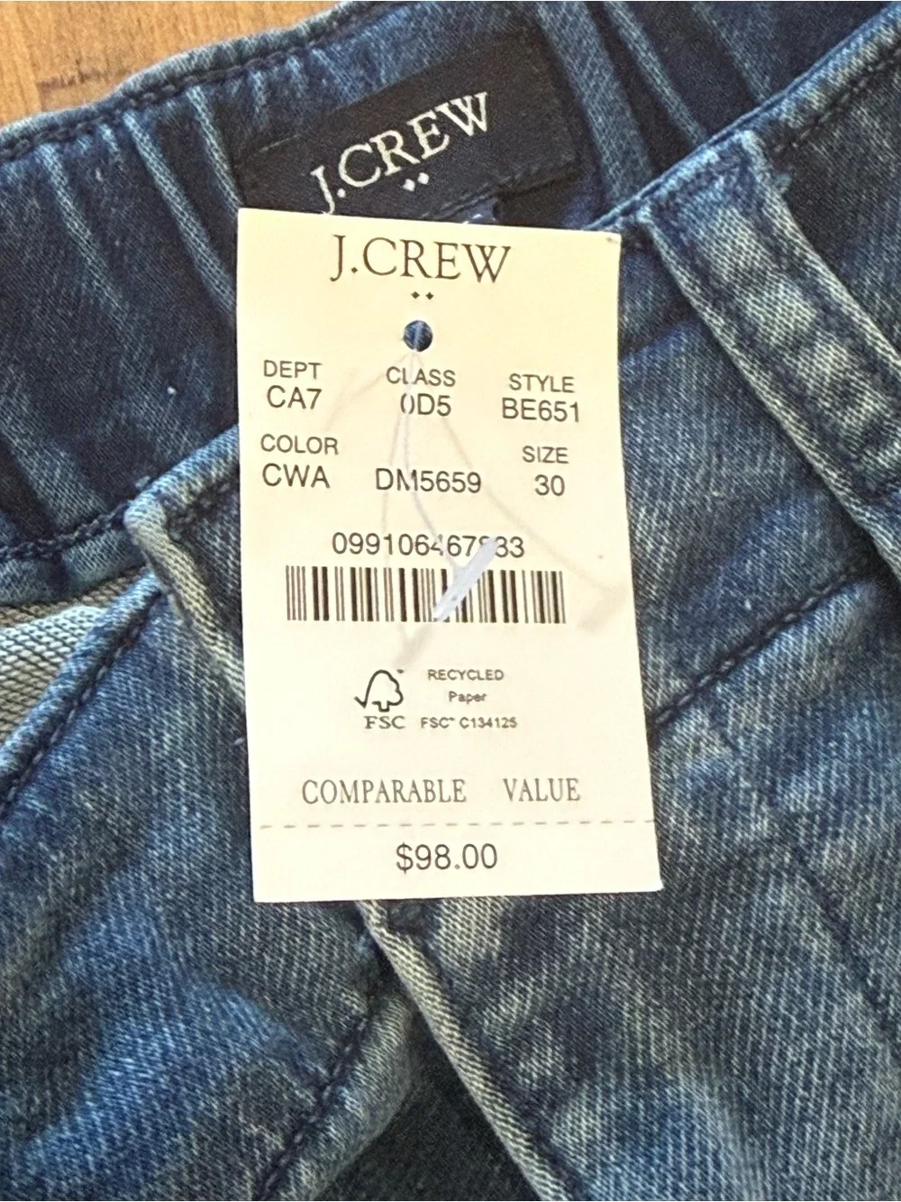 J.CREW Utility jogger jean in signature stretch NWT Size 30